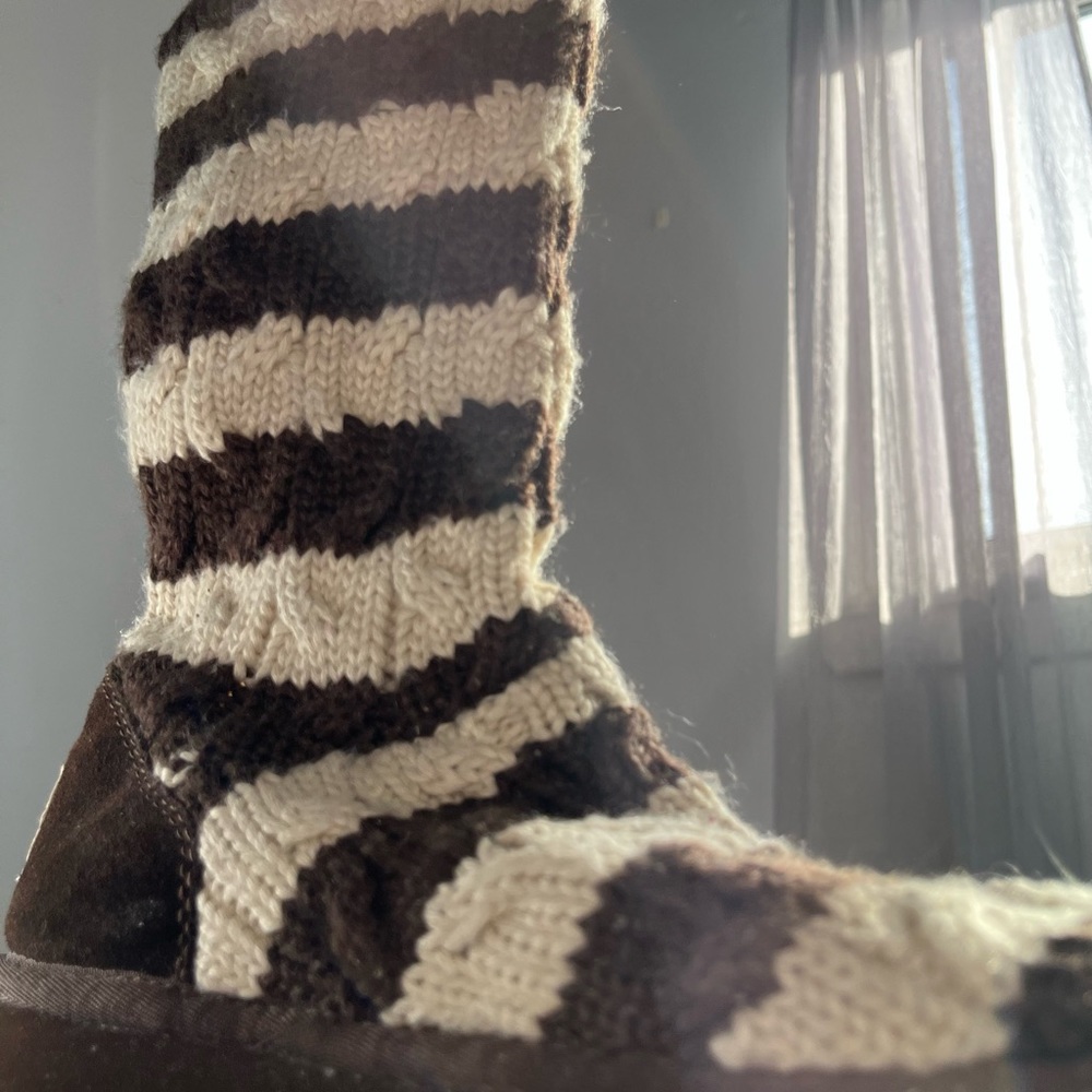 Brown and White Striped Ugg Boots